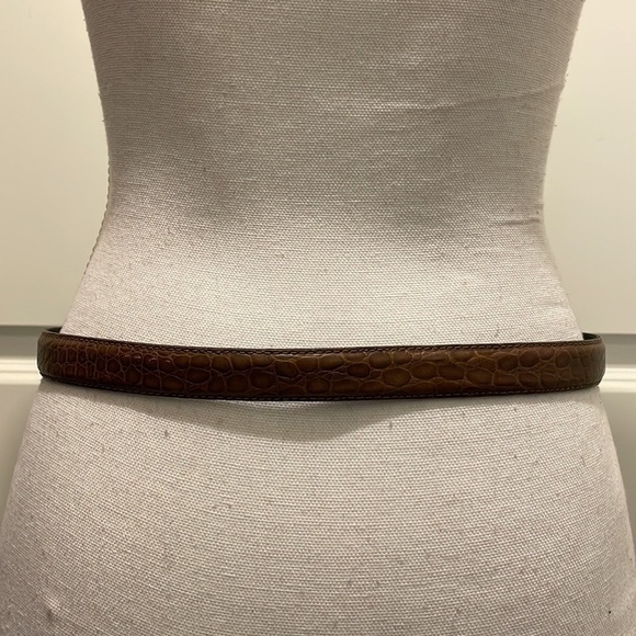 Vicenza Embossed Leather Belt in Brown with Silver Reptile Buckle main image 7